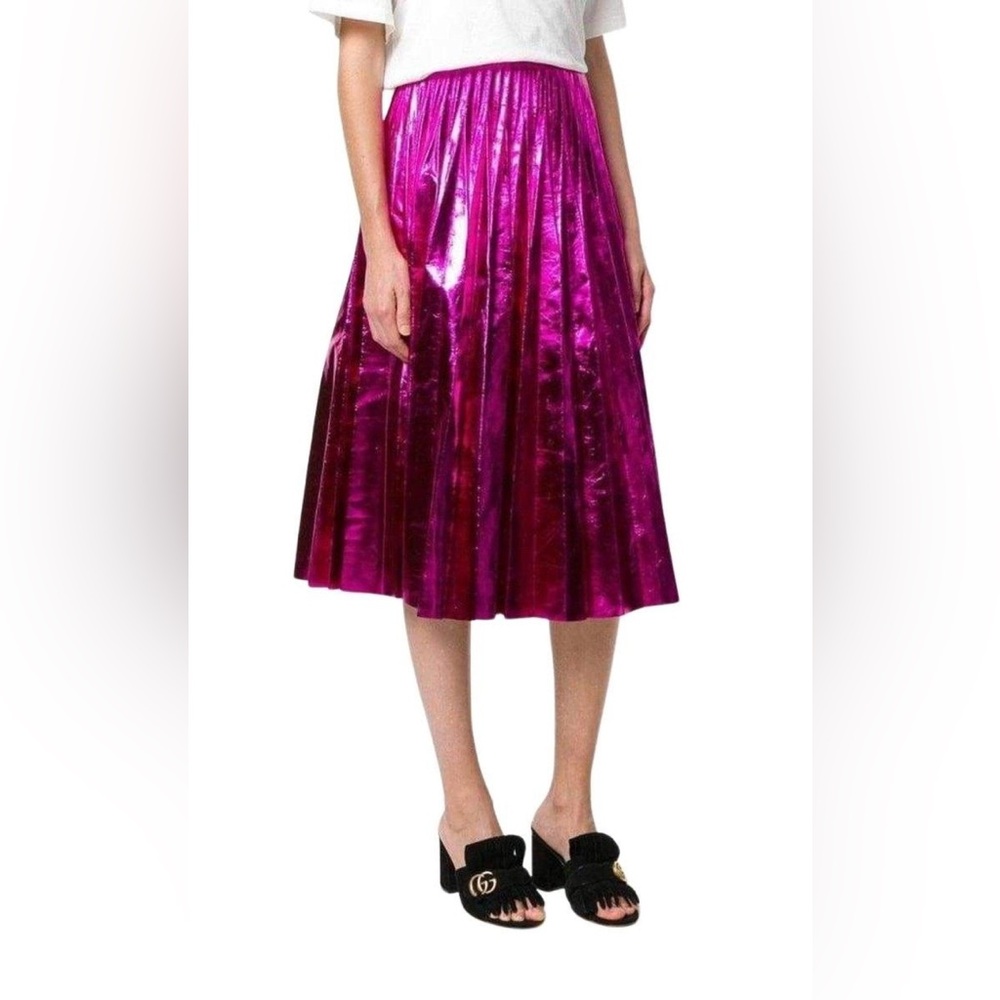 Gucci Metallic Fuchsia A-Line Skirt